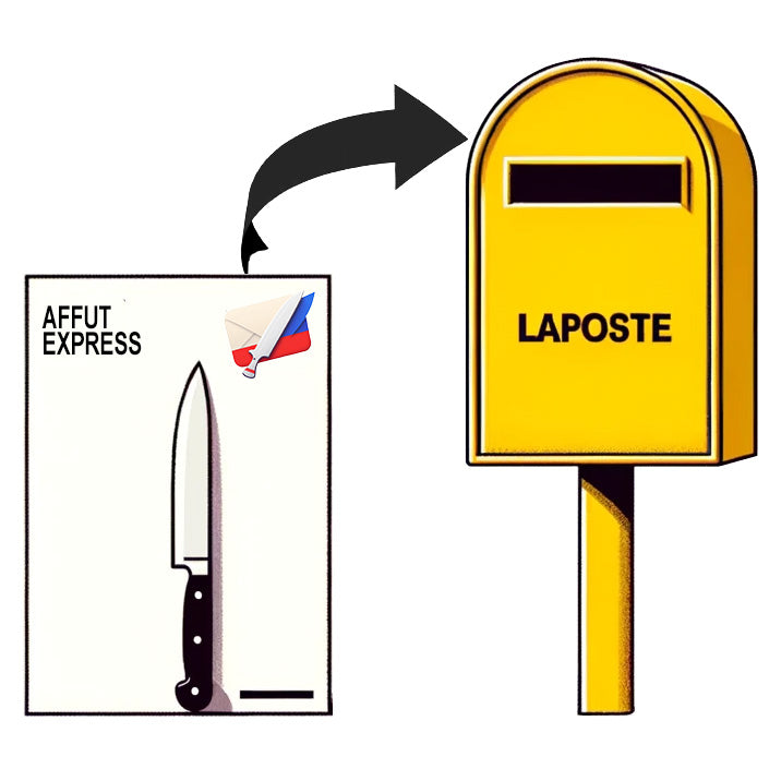 Glissez vos couteaux dans l'enveloppe pré-affranchie et postez