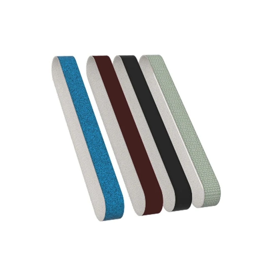 Les quatre bandes abrasives de rechange, grains 120, 320, 600 et 1000