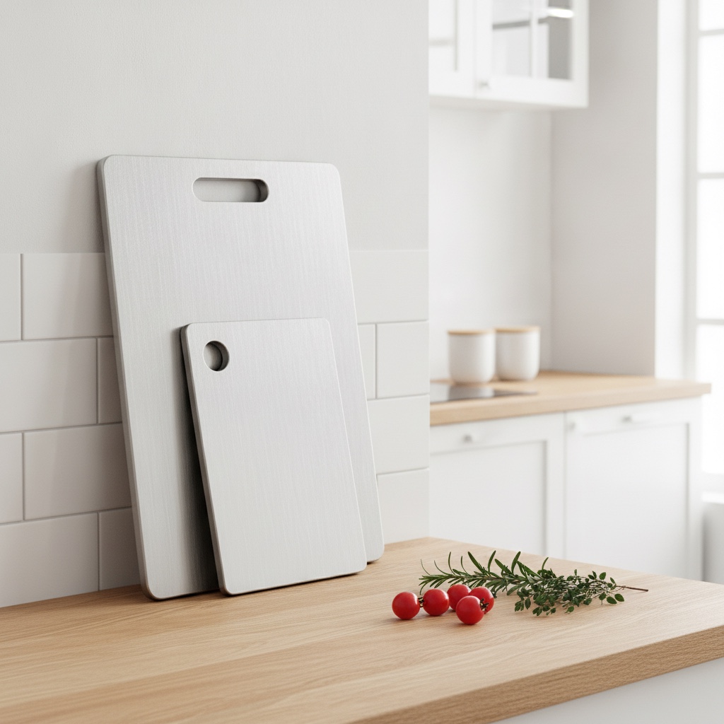 Lot de 3 planches à découper en acier inoxydable avec rainure à jus, vue 3