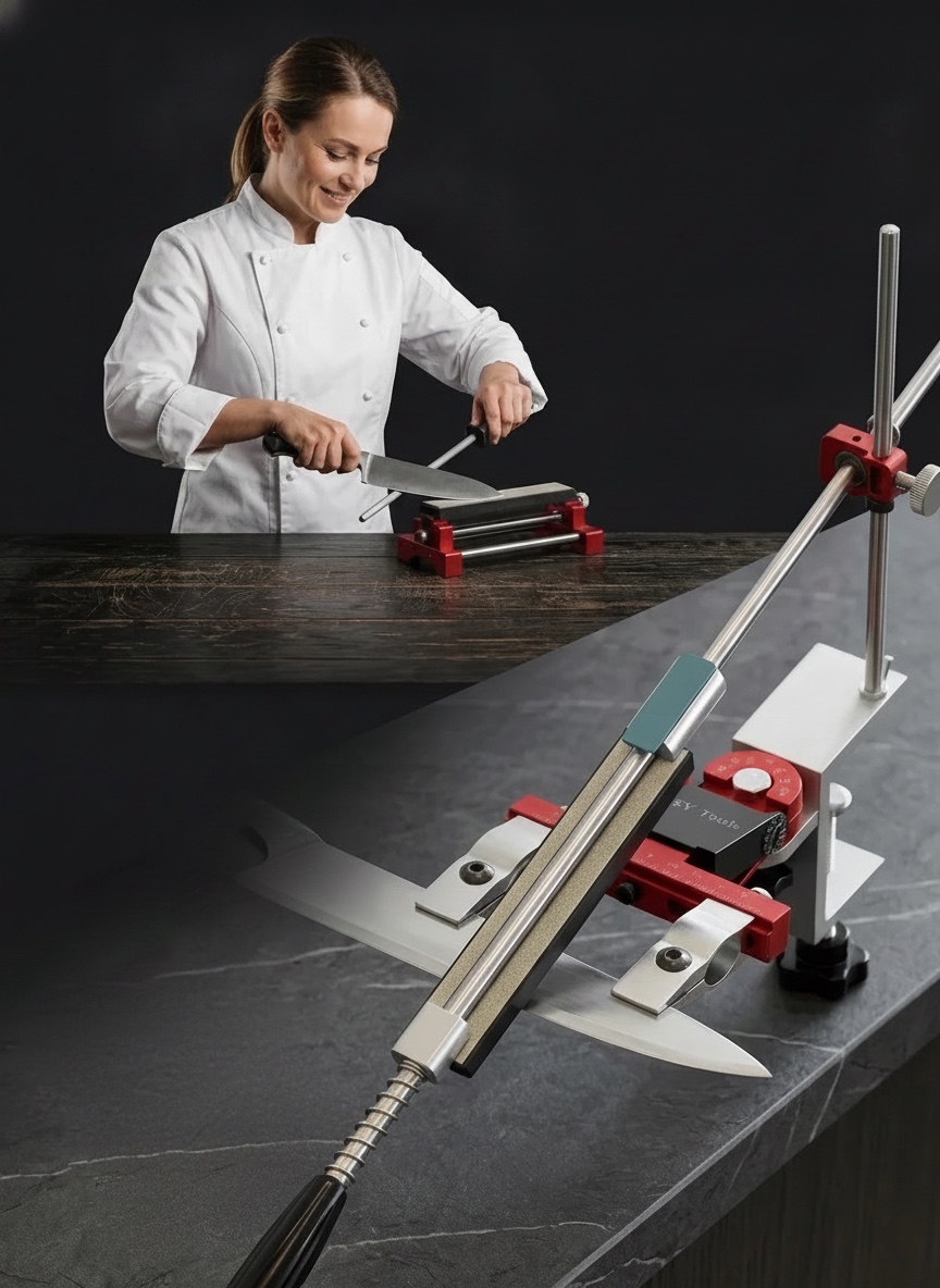 Système d'affûtage à angle fixe Ruixin Pro RX-009 avec ses 4 pierres, vue 4